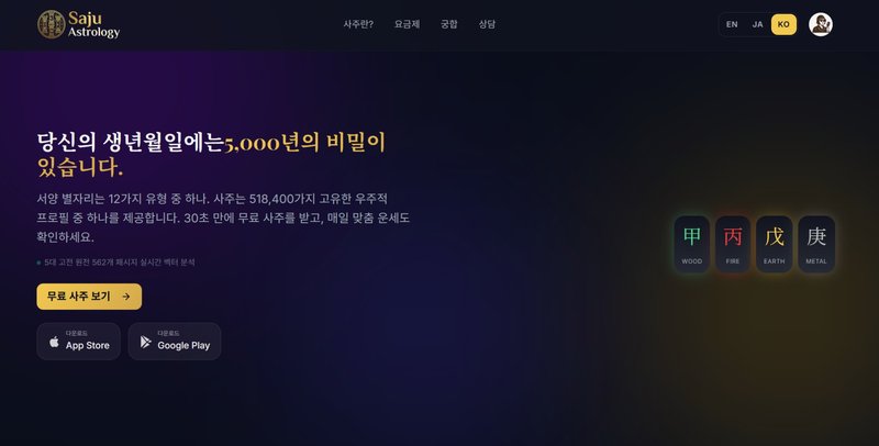 SajuAstrology.com — AI-powered Korean Four Pillars Reading